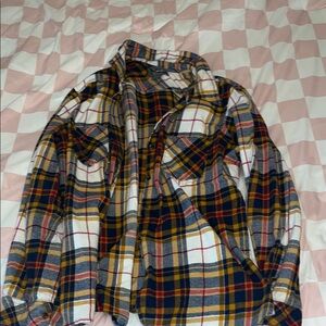Natural Reflections Plaid Long Sleeve Shirt - Navy, Yellow, Red, White